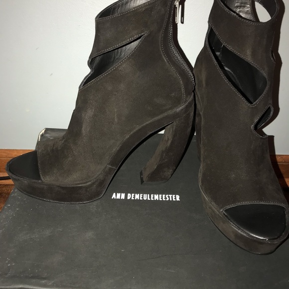 Ann Demeulemeester platform heels suede size 9 eu39 black New - Picture 3 of 8